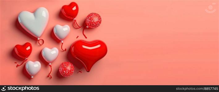  Valentine’s Day background with a radiant red 3D heart