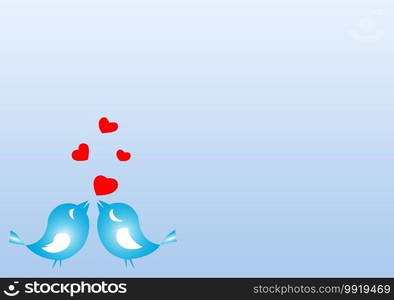 Valentine’s Day background with cute birds and blue color. Valentine’s Day background