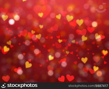 Valentine’s Day background with heart shaped bokeh lights 