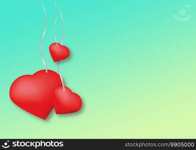 Valentine’s Day background with hearts and green color. Valentine’s Day background