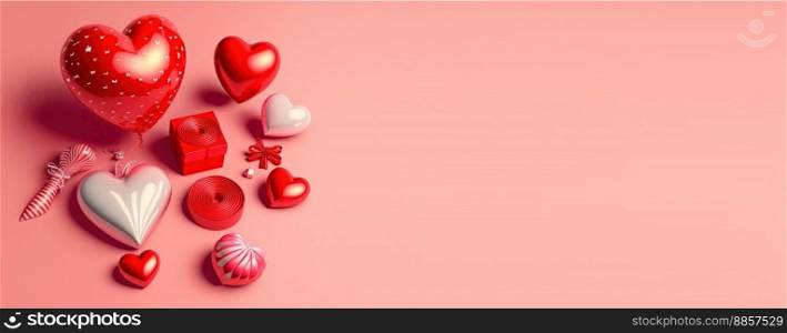 Valentine’s Day banner with a striking red 3D heart shape