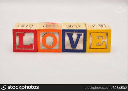 Valentine's Day.Love Spelled with colorful alphabet blocks