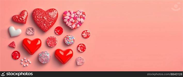 Valentine’s Day Romance A Heart Diamond and Crystal Themed Banner and Background