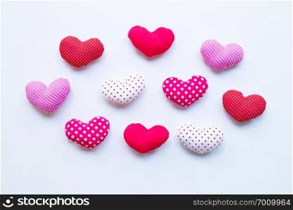 Valentine’s hearts on white background. Copy space