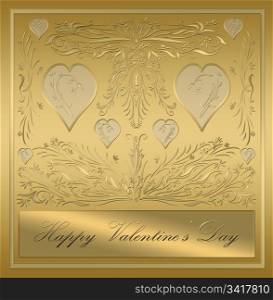 valentines card. beautiful victorian style valentines card in ornate gold