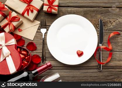 valentines day assortment with empty plate