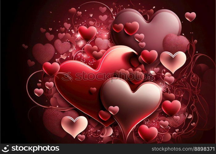 Valentines day background hearts. Love concept to use as backdrop. Generative AI