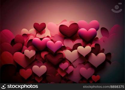 Valentines day background hearts. Love concept to use as backdrop. Generative AI