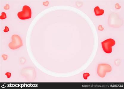 Valentines day background mockup with Heart Shaped. 3D Rendering.
