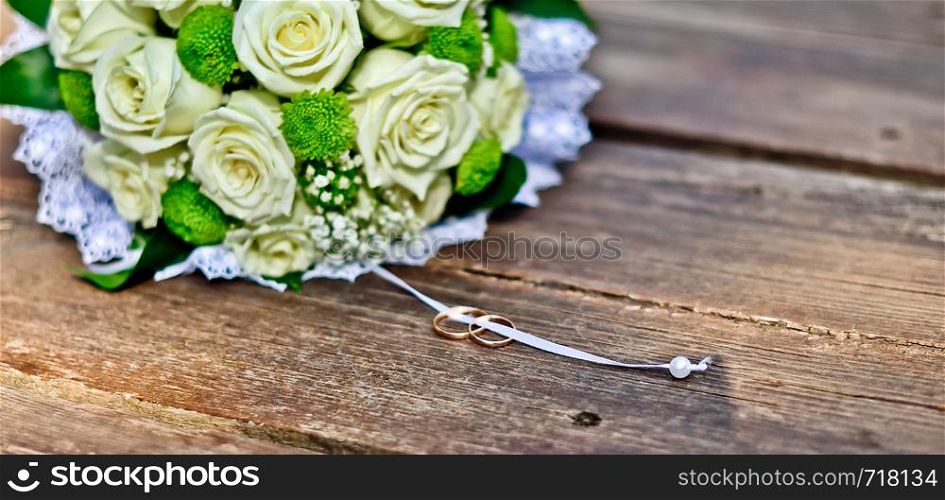 Valentines Day background with beauty flower on wood. Valentines Day or wedding bouquet. background with flower