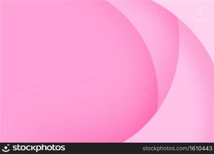 Valentines day background with paper layer circle pink abstract background. Curves and lines use for banner, cover, poster, wallpaper, design with space for text.