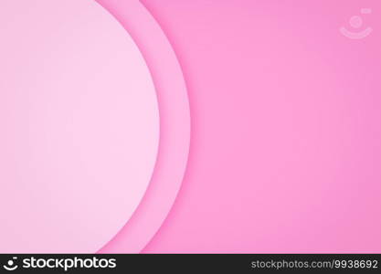 Valentines day background with paper layer circle pink abstract background. Curves and lines use for banner, cover, poster, wallpaper, design with space for text.