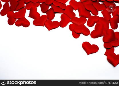 Valentines day background with red hearts. copy space