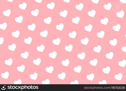 Valentines day background with white hearts decor on pink background.