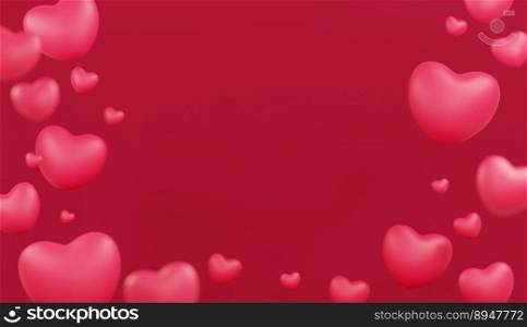 Valentines day concept design of hearts background with copy space 3d render