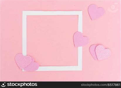 Valentines day frame. Valentines day frame on pink background with copy space