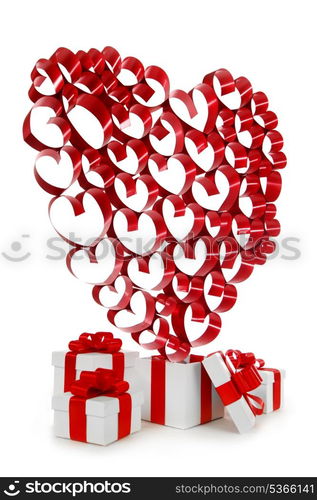 Valentines day gifts isolated on white background