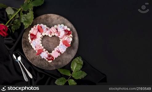 valentines day heart shaped cake with copy space