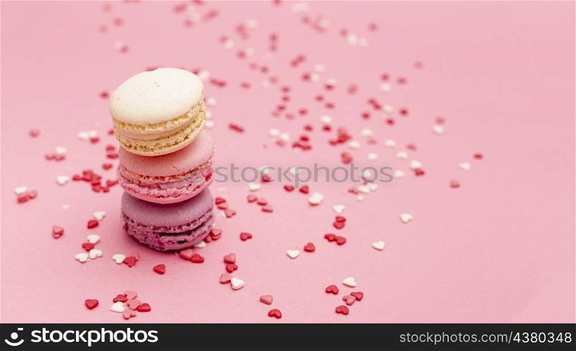 valentines day macarons with hearts