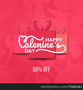 Valentines day sale background with Hearts Gift Box. Vector illustration, banners, flyers, invitation, posters, brochure, voucher discount.