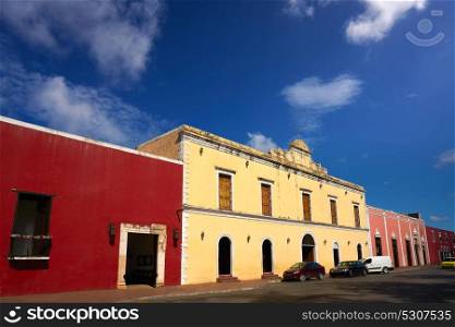 Valladolid city colorful facades Yucatan in Mexico
