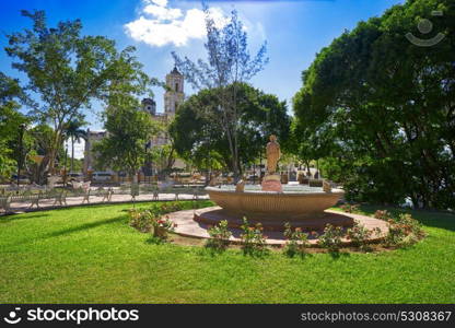 Valladolid city park fountain of Yucatan in Mexico