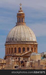 Valletta. St. Paul&rsquo;s Cathedral.. View of St. Paul&rsquo;s Cathedral on a sunny day. Malta. Valletta.