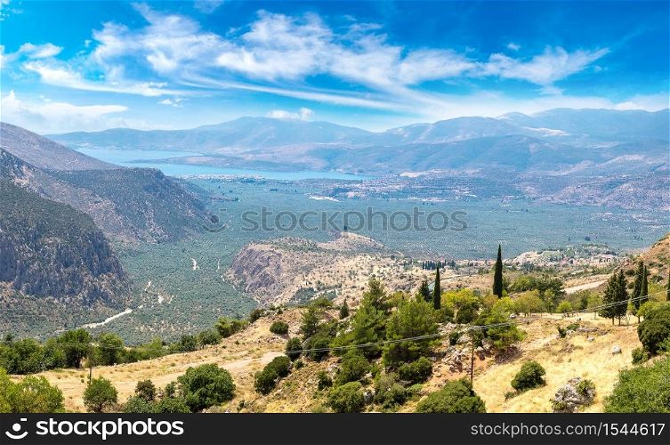 Valley of Amphissa in a summer day in ancient Delphi in Greece