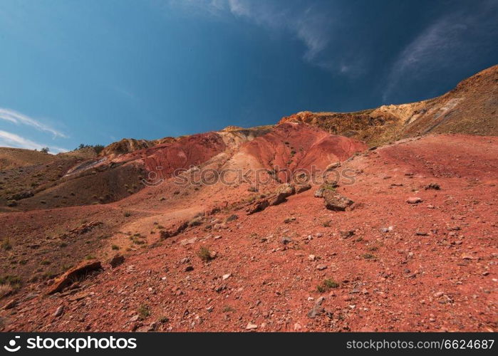 Valley of Mars landscapes in the Altai Mountains, Kyzyl Chin, Siberia, Russia. Valley of Mars landscapes