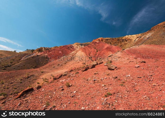 Valley of Mars landscapes in the Altai Mountains, Kyzyl Chin, Siberia, Russia. Valley of Mars landscapes