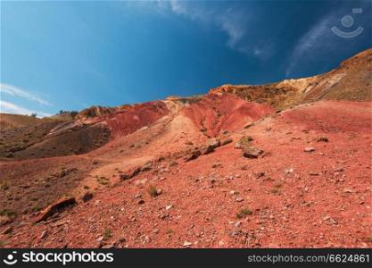 Valley of Mars landscapes in the Altai Mountains, Kyzyl Chin, Siberia, Russia. Valley of Mars landscapes