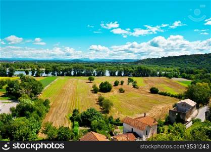 Valley of the Rhone River near the Town of Viviers, France