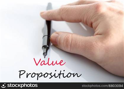 Value proposition text concept isolated over white background