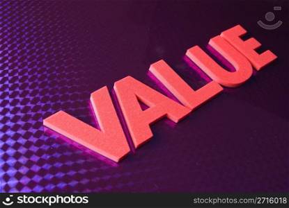 value word on blue neon background, part of a series of business words