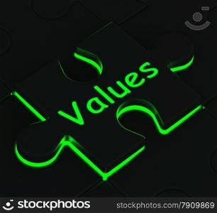 Values Glowing Puzzle Showing Moral Values And Ethics