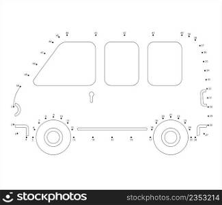 Van Icon Dot To Dot, Vehicle Icon, Automobile Car Vector Art Illustration