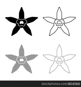 Vanilla flower icon outline set black grey color vector illustration flat style simple image