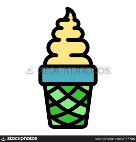 Vanilla ice cream icon. Outline vanilla ice cream vector icon color flat isolated. Vanilla ice cream icon color outline vector