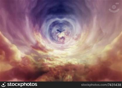 vanilla swirl of clouds watercolor background