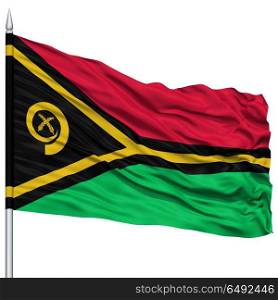 Vanuatu Flag on Flagpole, 3D rendering, Isolated on White Background