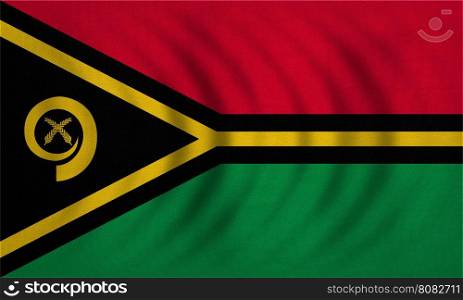 Vanuatuan national official flag. Patriotic symbol, banner, element, background. Correct colors. Flag of Vanuatu wavy with real detailed fabric texture, accurate size, illustration