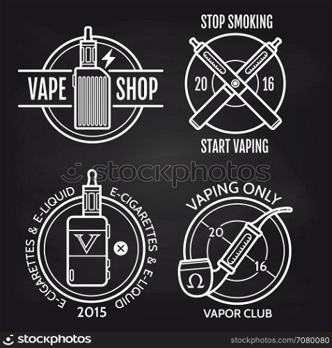 Vape shop logo design on blackboard. Vape shop logo design on blackboard. Vector illustration