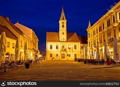 Varazdin baroque square evening view, northern Croatia