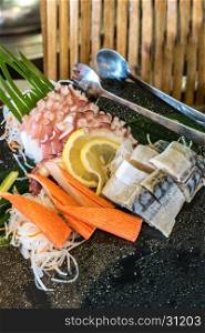 vareity sashimi set on plate