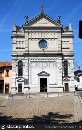 varese castronno in italy the old wall church and column blue sky