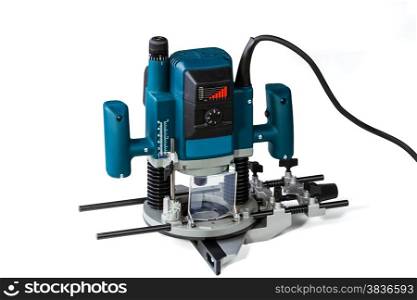 variable speed plunge router isolated on a white background