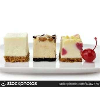 Variation of Mini Cheesecake Slices In A Dish
