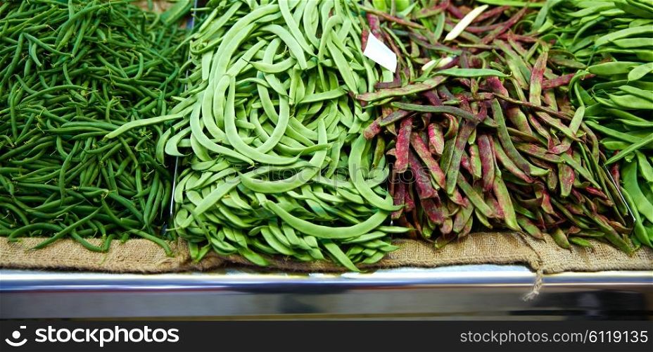 Varied green Beans from Mediterranean in Valencia Spain