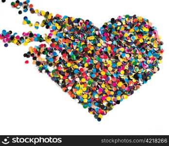 Variegated confetti heart isolated on white background