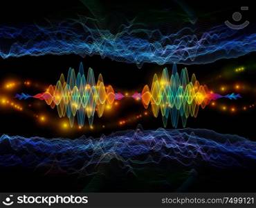 Variegated Oscillation. Optical Flow series. Abstract design made of color lines and lights isolated on black background relevant for technology, design and education